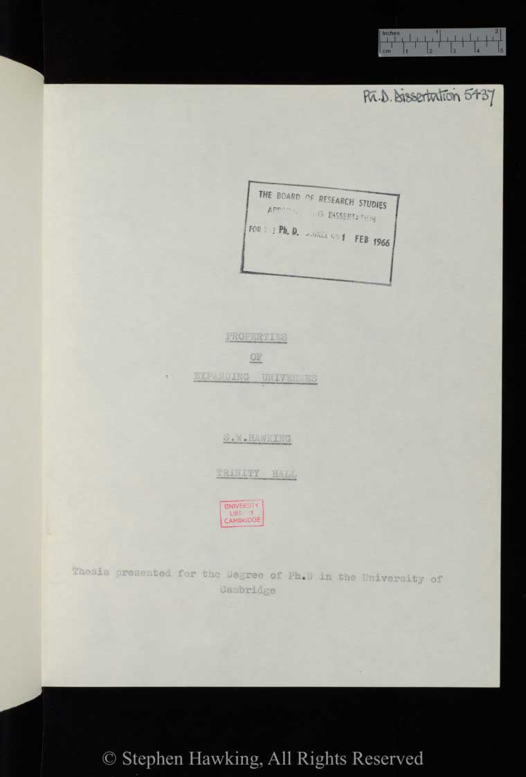 Stephen Hawking’s PhD thesis from 1966 available online for the first time